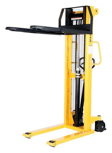 Steel Manual Stacker Fixed Forks/Legs 2,000 Lb. Capacity Black / Yellow